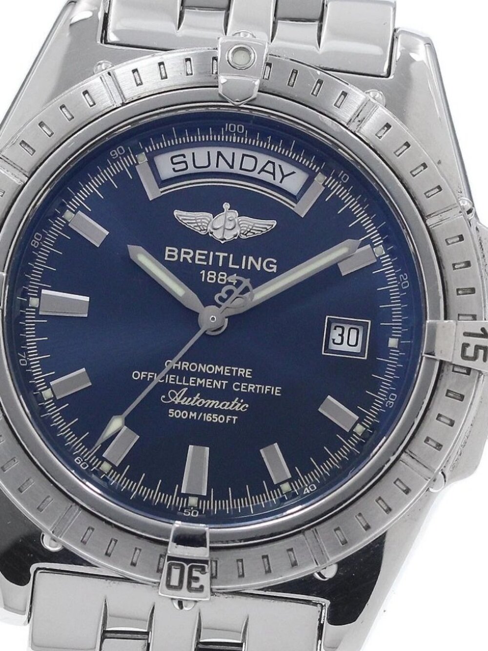 BREITLING Head wind A45355 Day date Navy Dial Automatic Men's Watch_946824